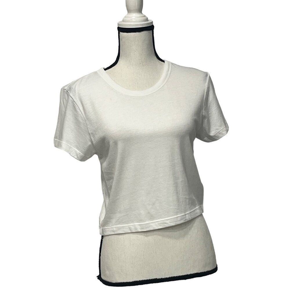 We Wore What Crew Neck Cropped White Tee, XL
